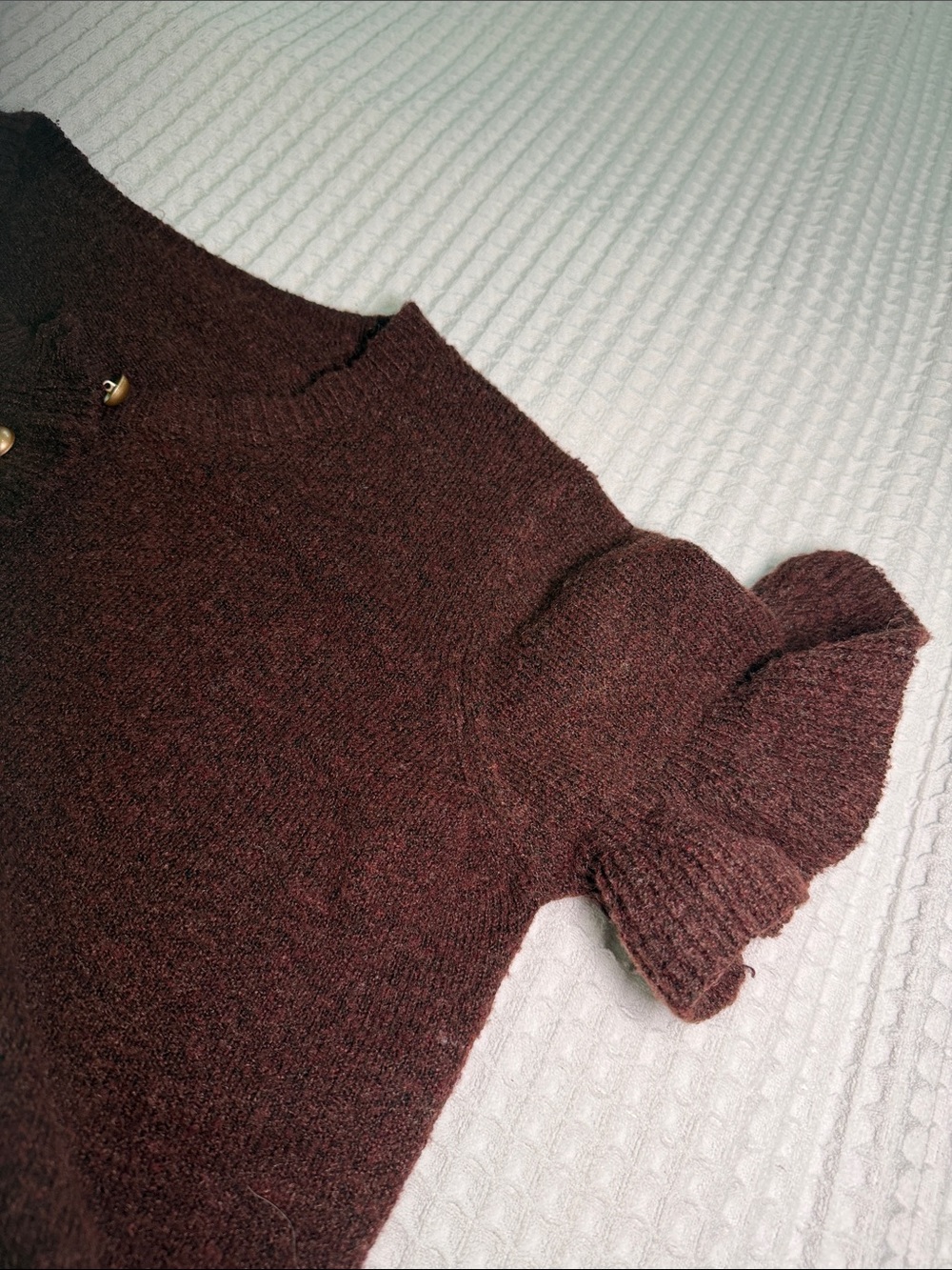 Brown Ruffle-Hem Button-Front Top size S - Picture 3 of 6